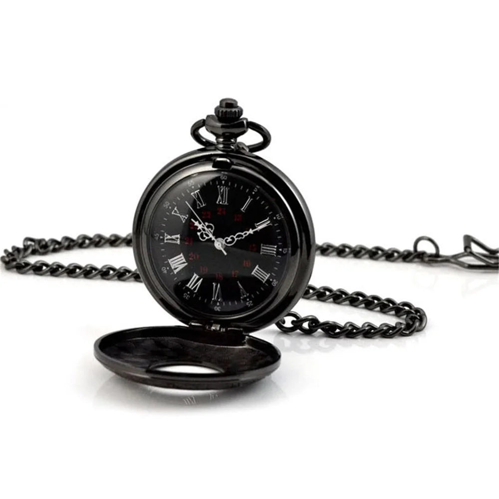 Retro Hollow-out Flip Pocket Watch Quartz Round Dial Watch with Chain - 37.5cm Standard Chain - 3