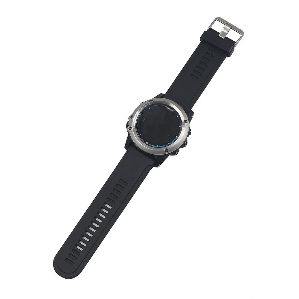 Soft Silicone Watchband for Garmin Fenix 3/Fenix 3 HR/Fenix 2 etc + Lugs Adapters + Tools - Black - 3