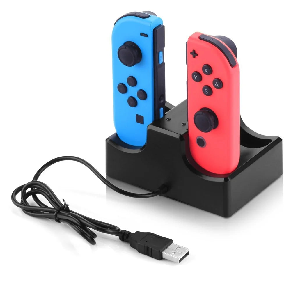 4-in-1 Charging Dock Cradle Stand Charging Station with 2 USB Ports for Nintendo Switch Joystick or Smartphones - 1