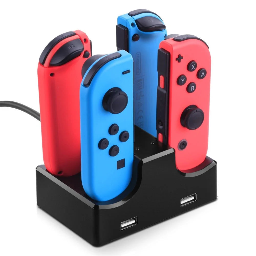 4-in-1 Charging Dock Cradle Stand Charging Station with 2 USB Ports for Nintendo Switch Joystick or Smartphones - 3