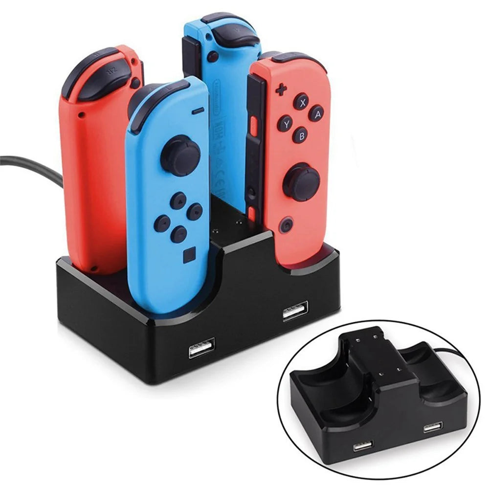 4-in-1 Charging Dock Cradle Stand Charging Station with 2 USB Ports for Nintendo Switch Joystick or Smartphones - 6