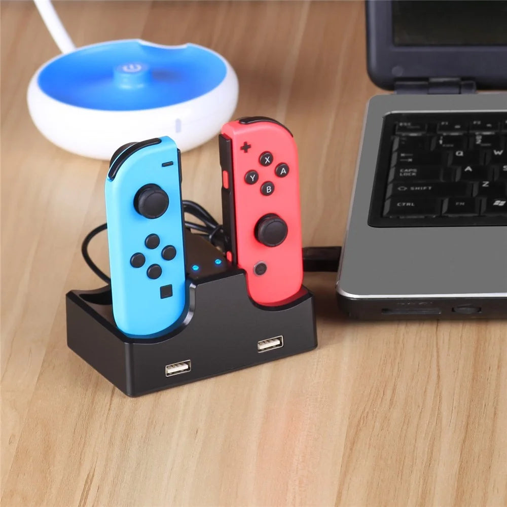 4-in-1 Charging Dock Cradle Stand Charging Station with 2 USB Ports for Nintendo Switch Joystick or Smartphones - 7