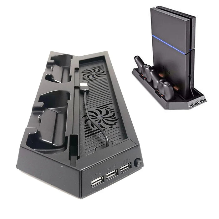 Multi-functional Console Stand with Vent Fans & Dual Controller Charging Slots for PS4 - 1