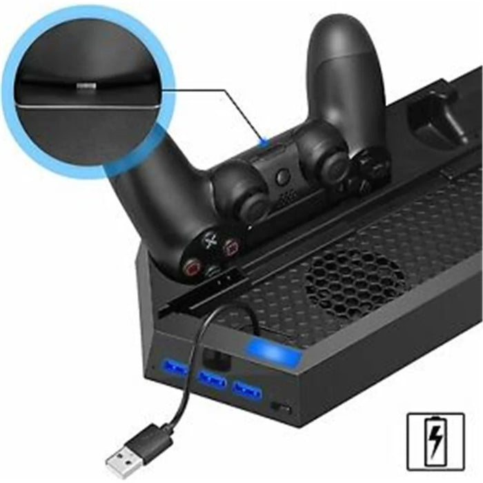 Multi-functional Console Stand with Vent Fans & Dual Controller Charging Slots for PS4 - 7