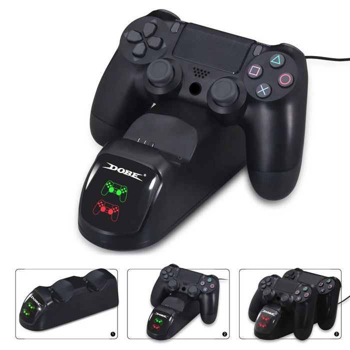 DOBE TP4-889 Charging Dock Dual Stand Charger Base for PS4 / PS4 Slim / PS4 Pro Dualshock Controller - 5