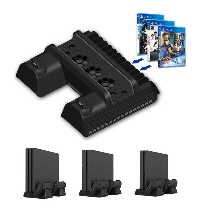 TP4-882 Vertical Stand with Cooling Fan Controller Cooler Dual Charging Station for Sony Playstation PS4/PS4 Slim/PS4 Pro - 1