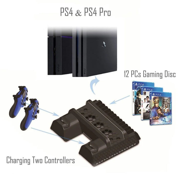TP4-882 Vertical Stand with Cooling Fan Controller Cooler Dual Charging Station for Sony Playstation PS4/PS4 Slim/PS4 Pro - 5