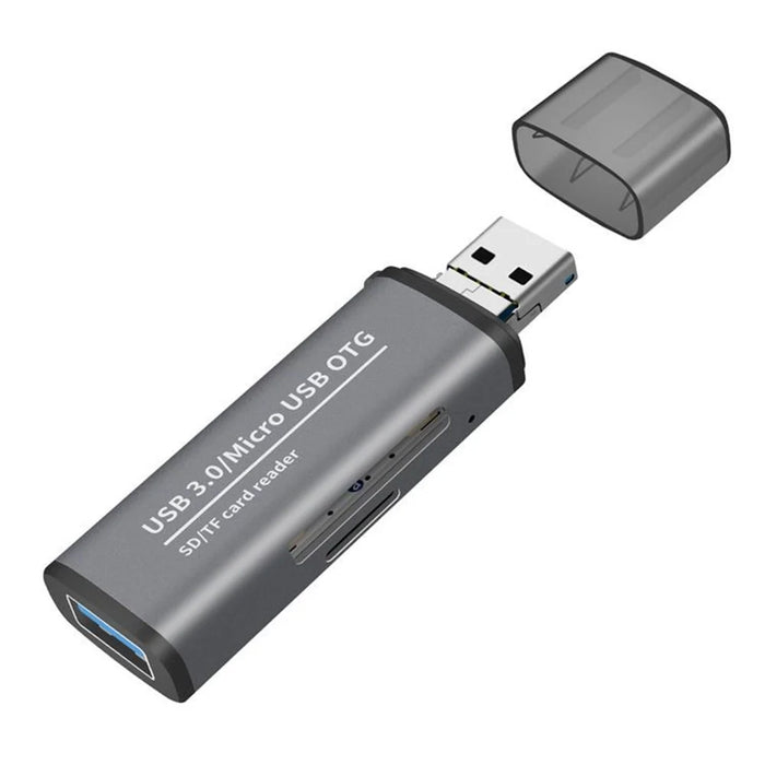ADS-102 USB 3.0 Card Reader Expansion Card Micro USB to SD OTG Adapter for iOS Android Computer - Grey - 1