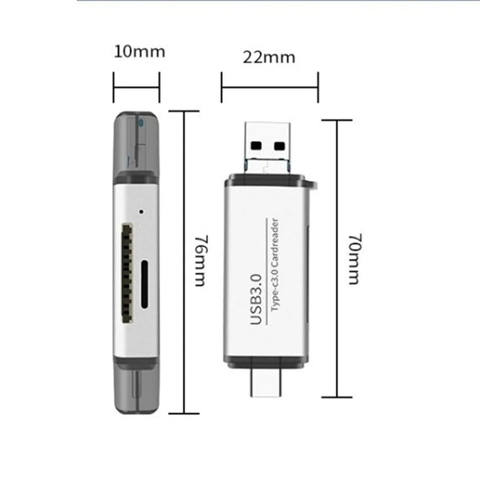 3 in 1 USB 3.0/Type-C/Micro USB TF Memory Card Reader OTG Adapter for Smartphone Laptop Computer - 3