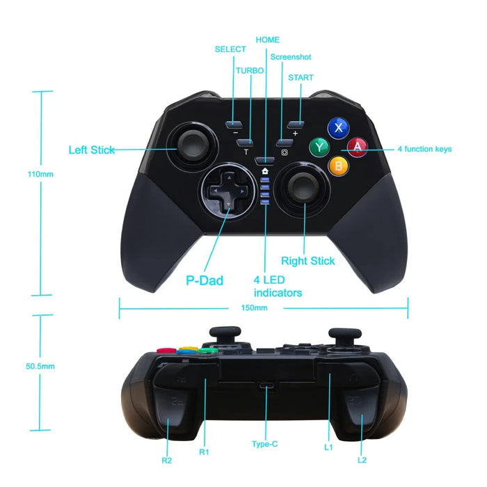 8579 Switch PRO controller Wireless Bluetooth-compatible Gamepad for Switch Console with TURBO Keys Grinding and PC/Android - Black - 6