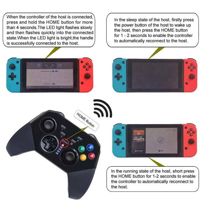 8579 Switch PRO controller Wireless Bluetooth-compatible Gamepad for Switch Console with TURBO Keys Grinding and PC/Android - Black - 7