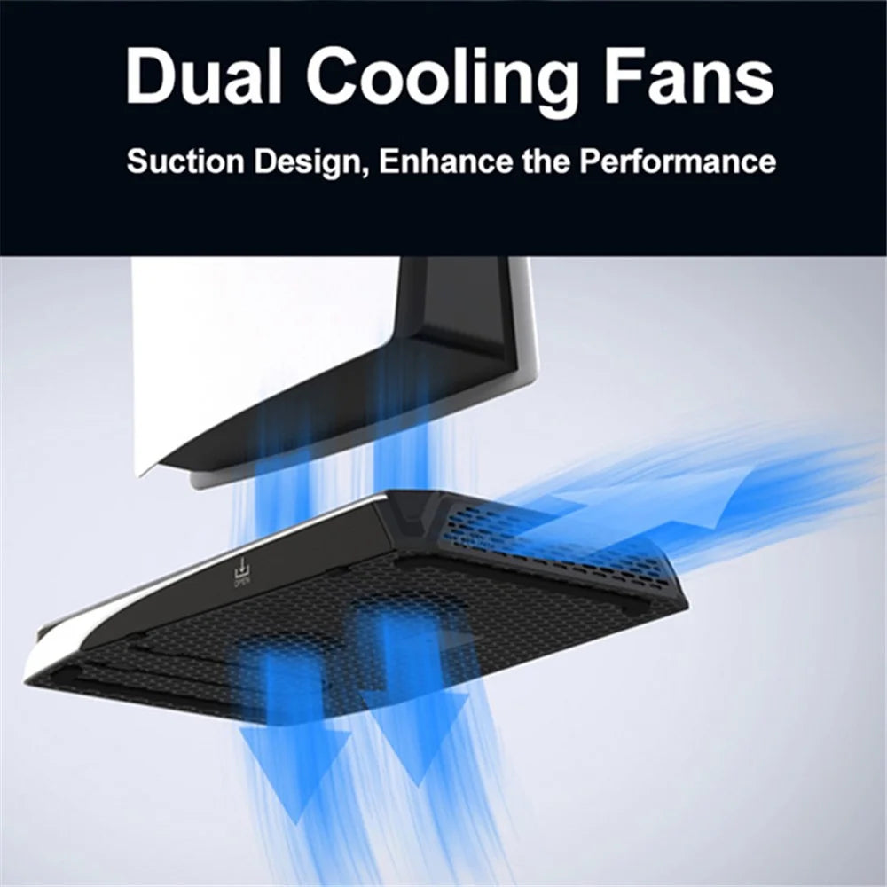 For PS5 Game Console Charging Base with Two Cooling Fan Game Disk Storage Holder - White - 4