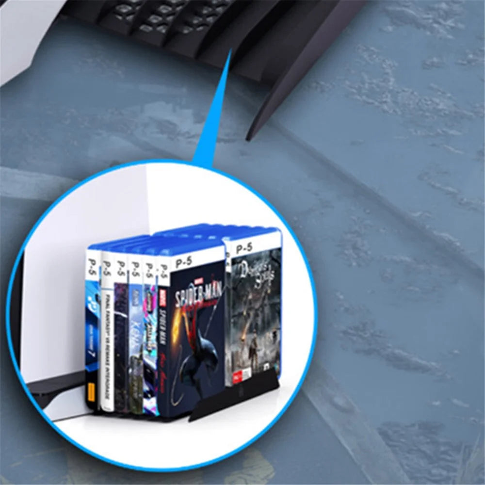 For PS5 Game Console Charging Base with Two Cooling Fan Game Disk Storage Holder - White - 6