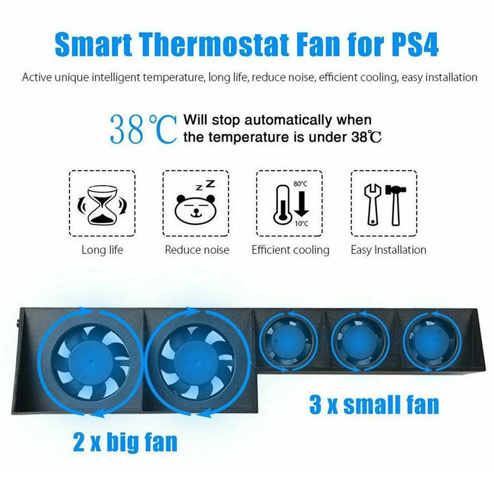 DOBE TP4-005 Plastic Super Cooling Fan for PS4 Gaming Console with Power Cable - 5