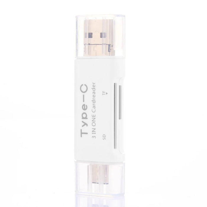 3 in 1 Type C + USB + Micro USB TF/Micro SD & SD Card Reader - White - 3
