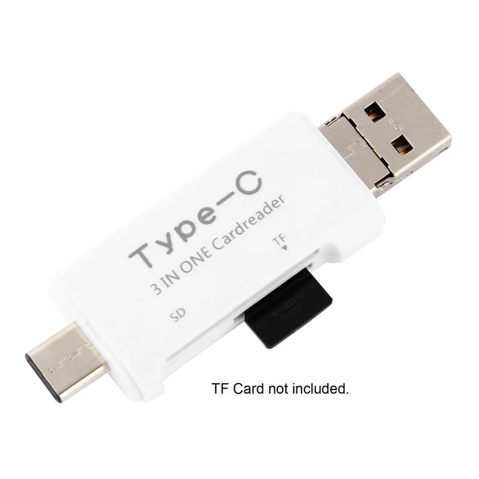 3 in 1 Type C + USB + Micro USB TF/Micro SD & SD Card Reader - White - 6
