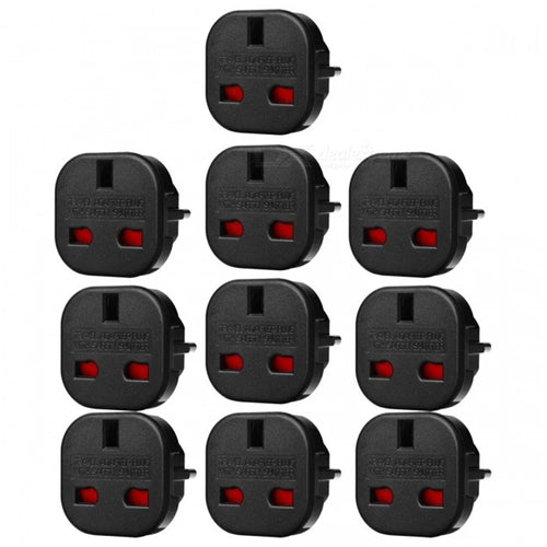 10Pcs / Set UK to EU AC Power Travel Plug Adapter Socket Converters - Black - 1