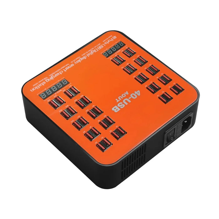 840 40 Ports USB Charger 5V Digital Display Smart Charging Station - EU Plug - 1