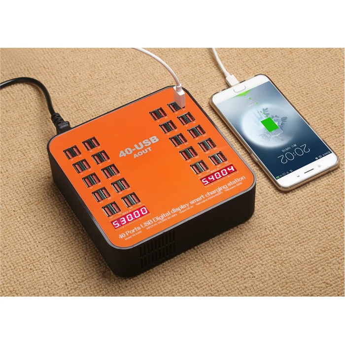 840 40 Ports USB Charger 5V Digital Display Smart Charging Station - EU Plug - 3