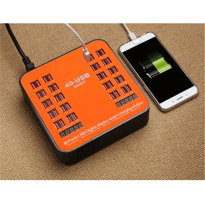 840 40 Ports USB Charger 5V Digital Display Smart Charging Station - EU Plug - 4