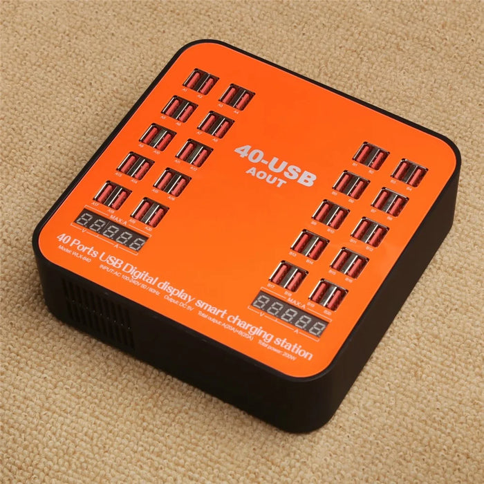 840 40 Ports USB Charger 5V Digital Display Smart Charging Station - EU Plug - 6
