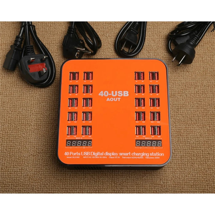 840 40 Ports USB Charger 5V Digital Display Smart Charging Station - EU Plug - 7