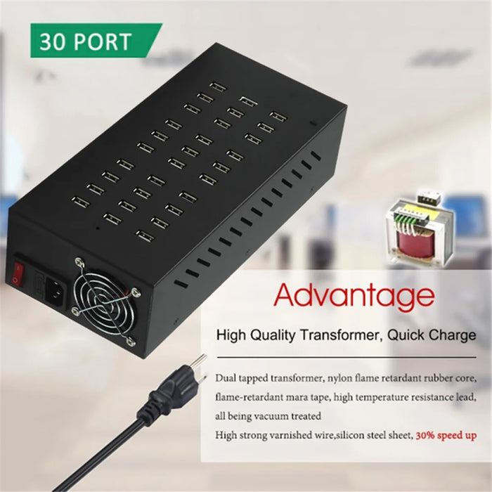 110 / 220V Multi-port USB Hub Quick Charger 30 Ports Charging Station for iPhone iPad - EU Plug - 2