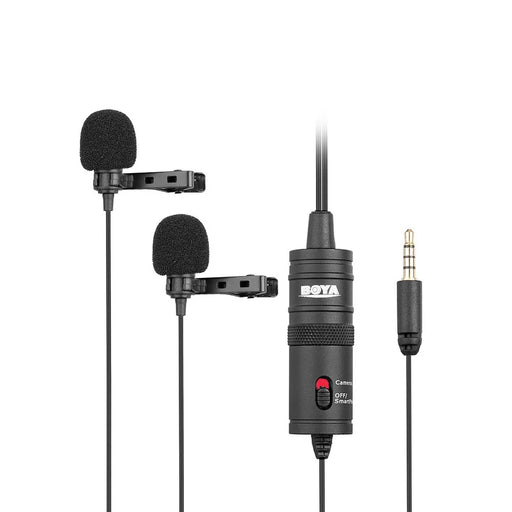 BOYA BY-M1DM Lavalier Microphone 4m Dual Omni-directional Clip-on Lapel Video Mic for iPhone Canon Nikon DSLR - 1