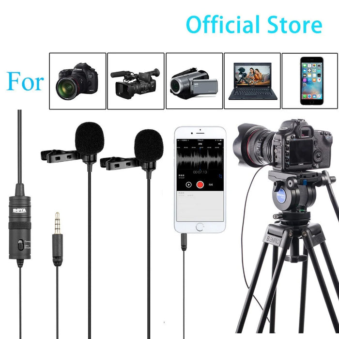 BOYA BY-M1DM Lavalier Microphone 4m Dual Omni-directional Clip-on Lapel Video Mic for iPhone Canon Nikon DSLR - 4