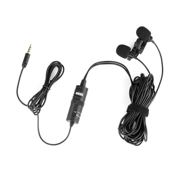 BOYA BY-M1DM Lavalier Microphone 4m Dual Omni-directional Clip-on Lapel Video Mic for iPhone Canon Nikon DSLR - 5