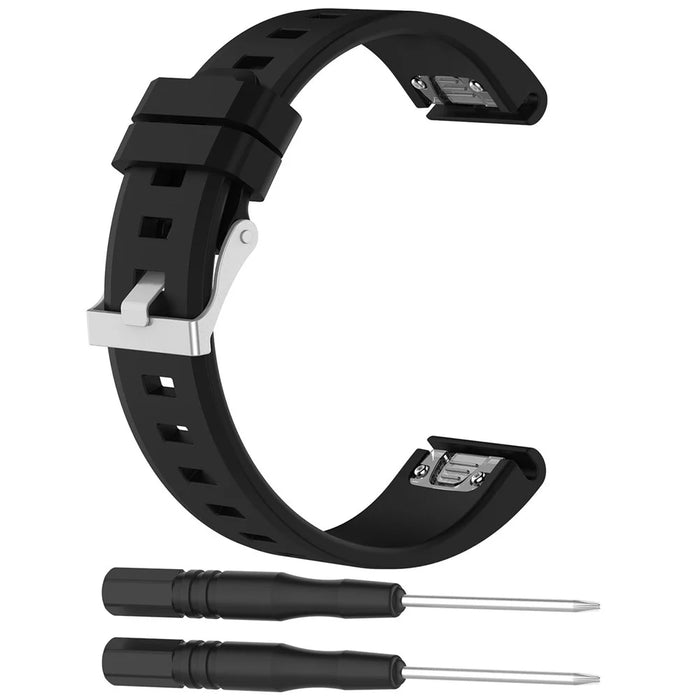 Rhombus Texture Watch Band Strap Soft Silicone Wrist Watchband Replacement for Garmin fenix5 / forerunner 935 - Black - 1