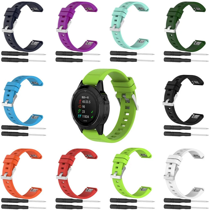 Rhombus Texture Watch Band Strap Soft Silicone Wrist Watchband Replacement for Garmin fenix5 / forerunner 935 - Black - 3