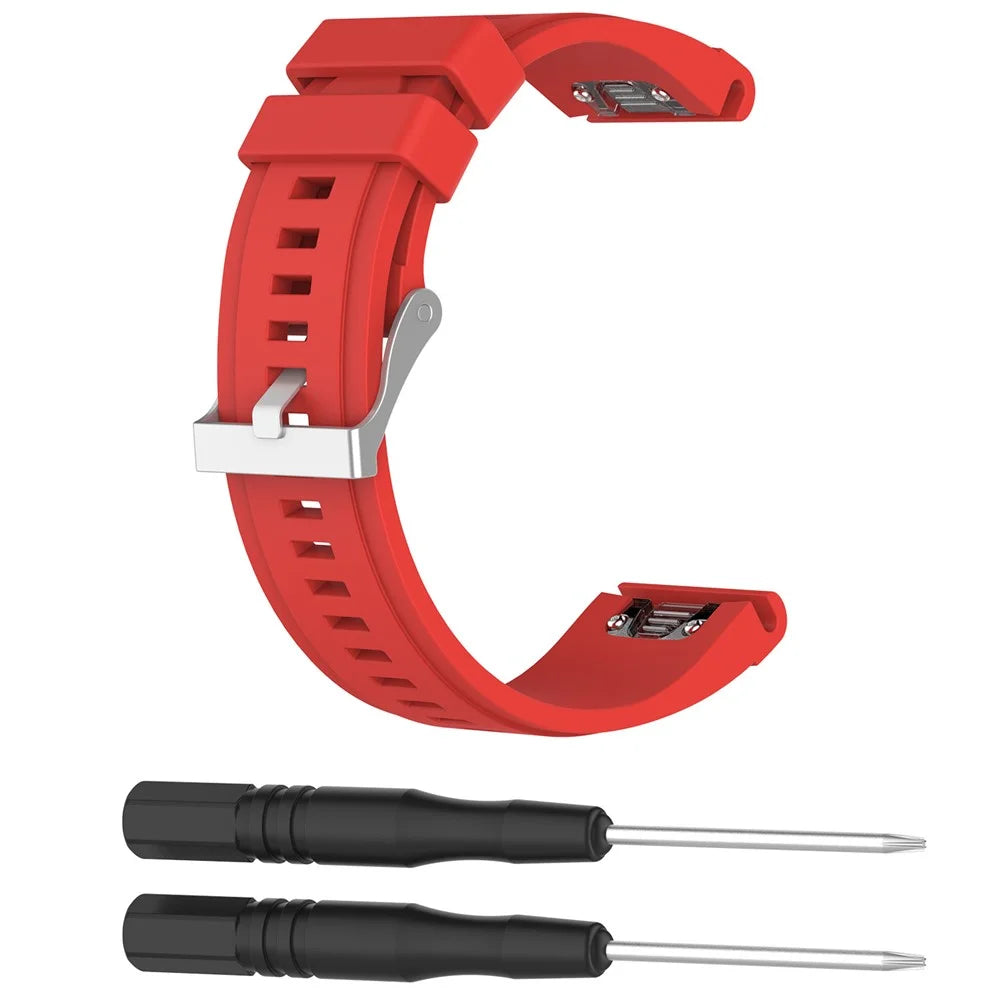 26mm Silicone Watch Strap for Garmin Fenix 6X / Fenix 5X / Fenix 3 HR / Quatix 3 / D2, Soft Adjustable Wristband - Red - 3