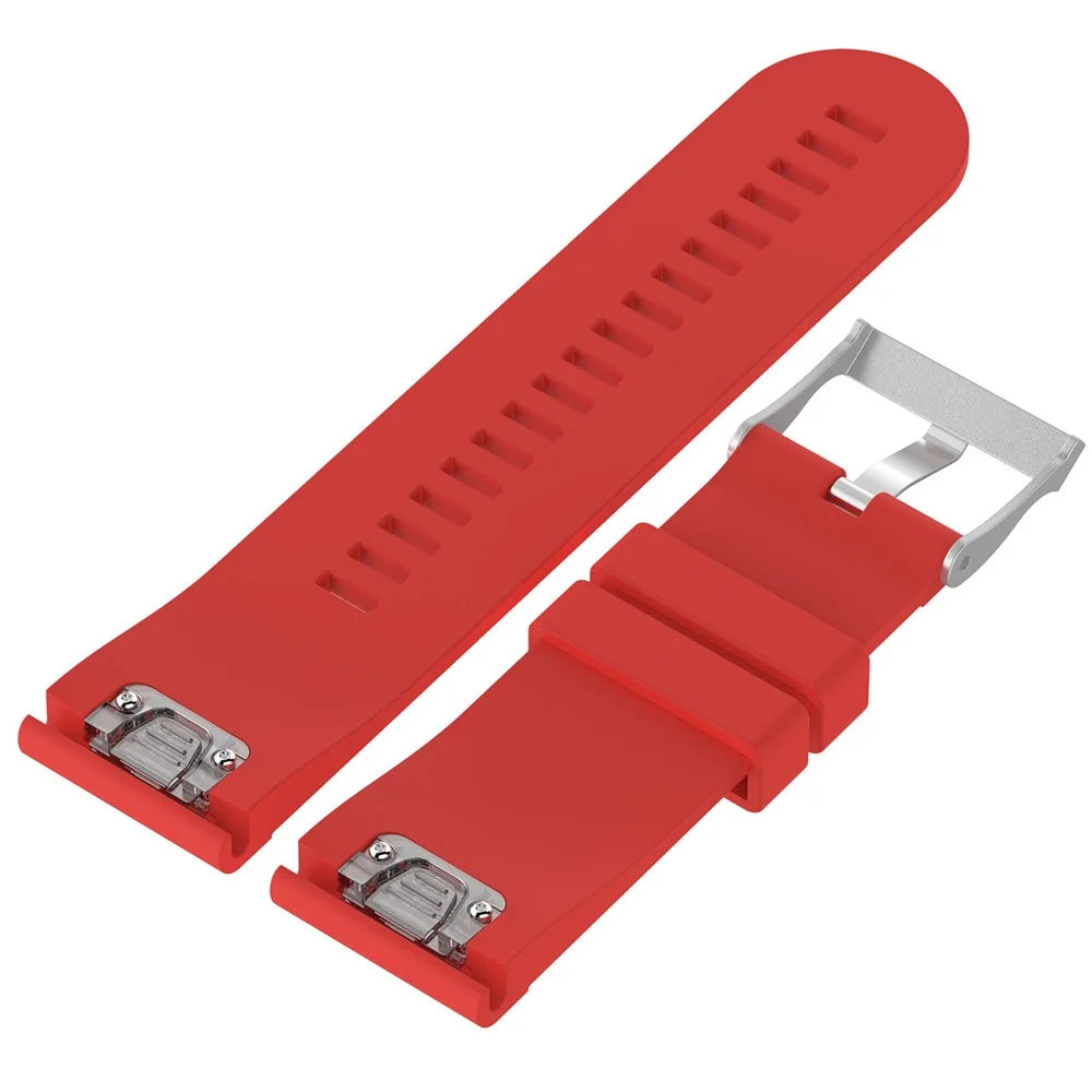 26mm Silicone Watch Strap for Garmin Fenix 6X / Fenix 5X / Fenix 3 HR / Quatix 3 / D2, Soft Adjustable Wristband - Red - 4