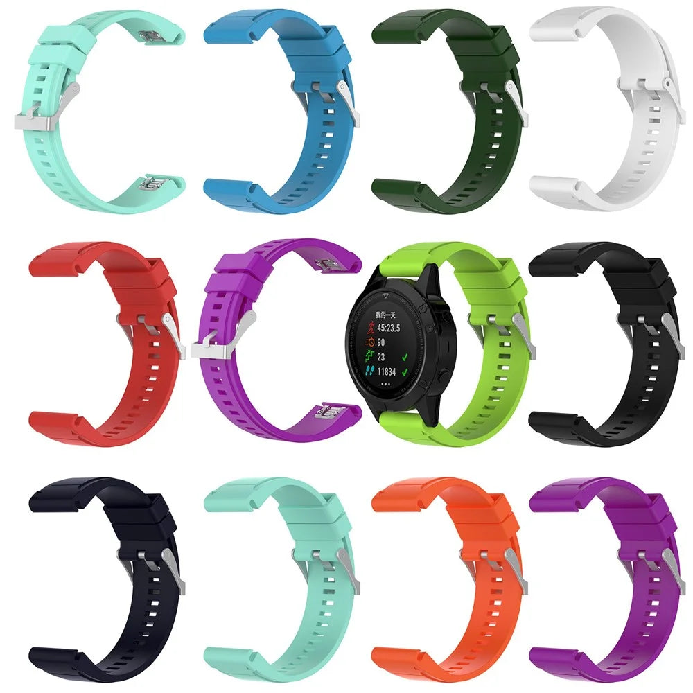 26mm Silicone Watch Strap for Garmin Fenix 6X / Fenix 5X / Fenix 3 HR / Quatix 3 / D2, Soft Adjustable Wristband - Red - 6