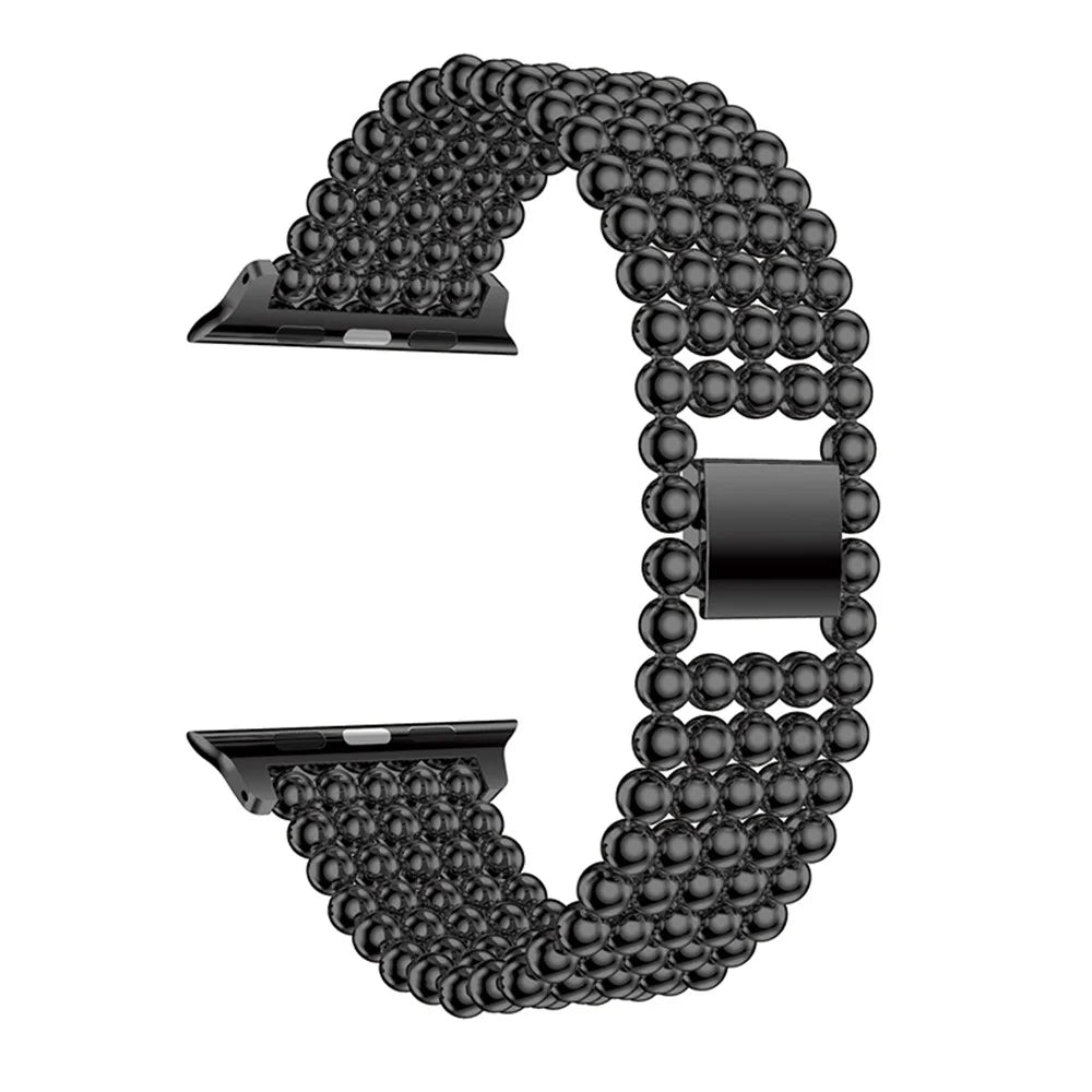 Solid Zinc Alloy Beads Link Chain Watch Band for Apple Watch Series 11 10 42mm / 9 8 7 41mm / SE3 SE2 SE 6 5 4 40mm / 3 2 1 38mm - Black - 1
