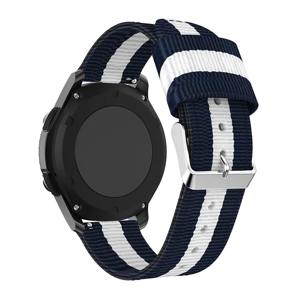 22mm Woven Nylon Adjustable Replacement Watch Band for Samsung Gear S3 Frontier / Classic - Dark Blue / White - 2
