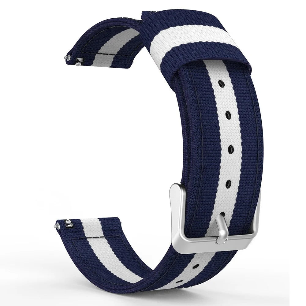 22mm Woven Nylon Adjustable Replacement Watch Band for Samsung Gear S3 Frontier / Classic - Dark Blue / White - 3