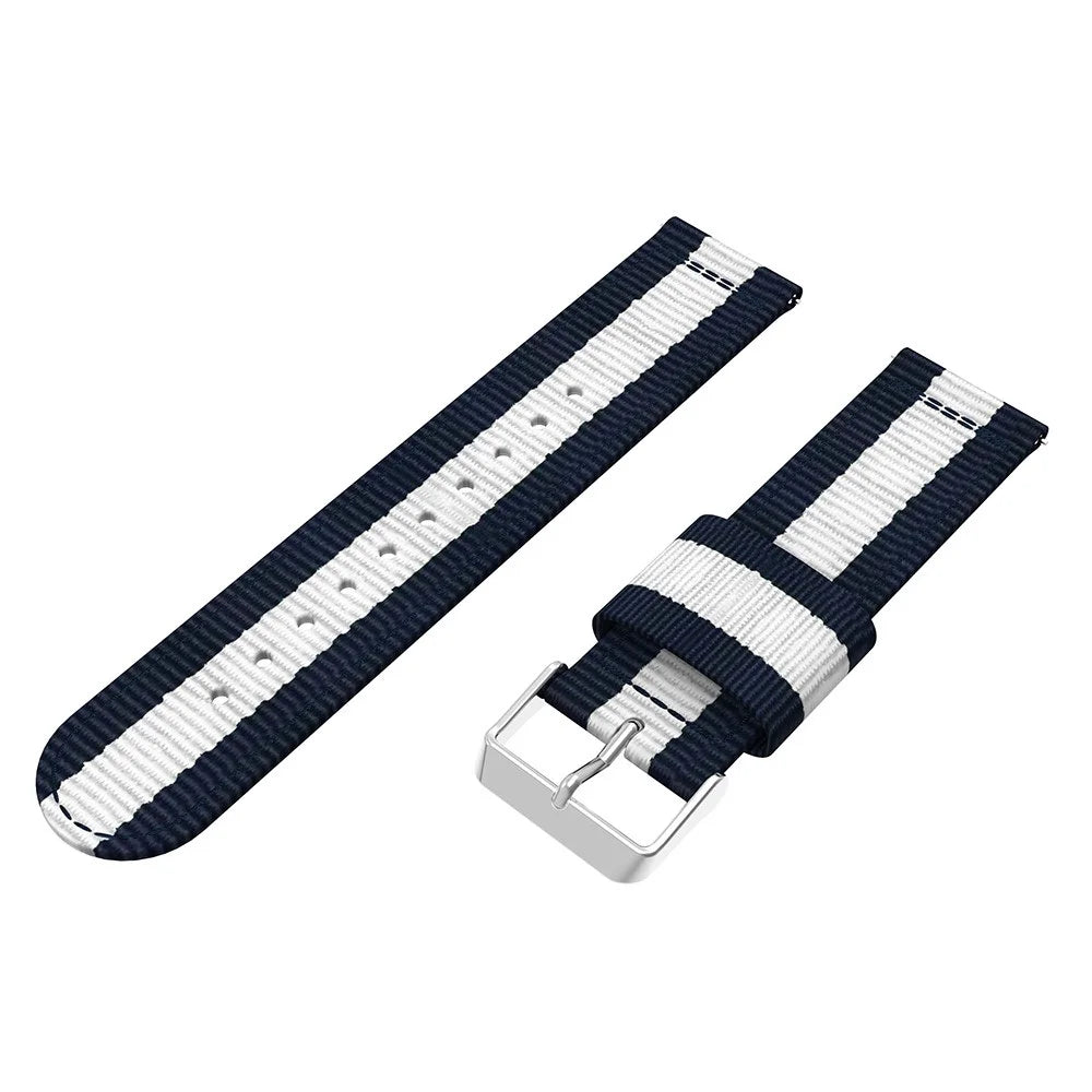 22mm Woven Nylon Adjustable Replacement Watch Band for Samsung Gear S3 Frontier / Classic - Dark Blue / White - 6