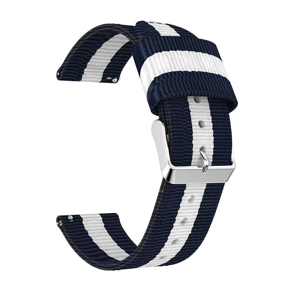 22mm Woven Nylon Adjustable Replacement Watch Band for Samsung Gear S3 Frontier / Classic - Dark Blue / White - 7