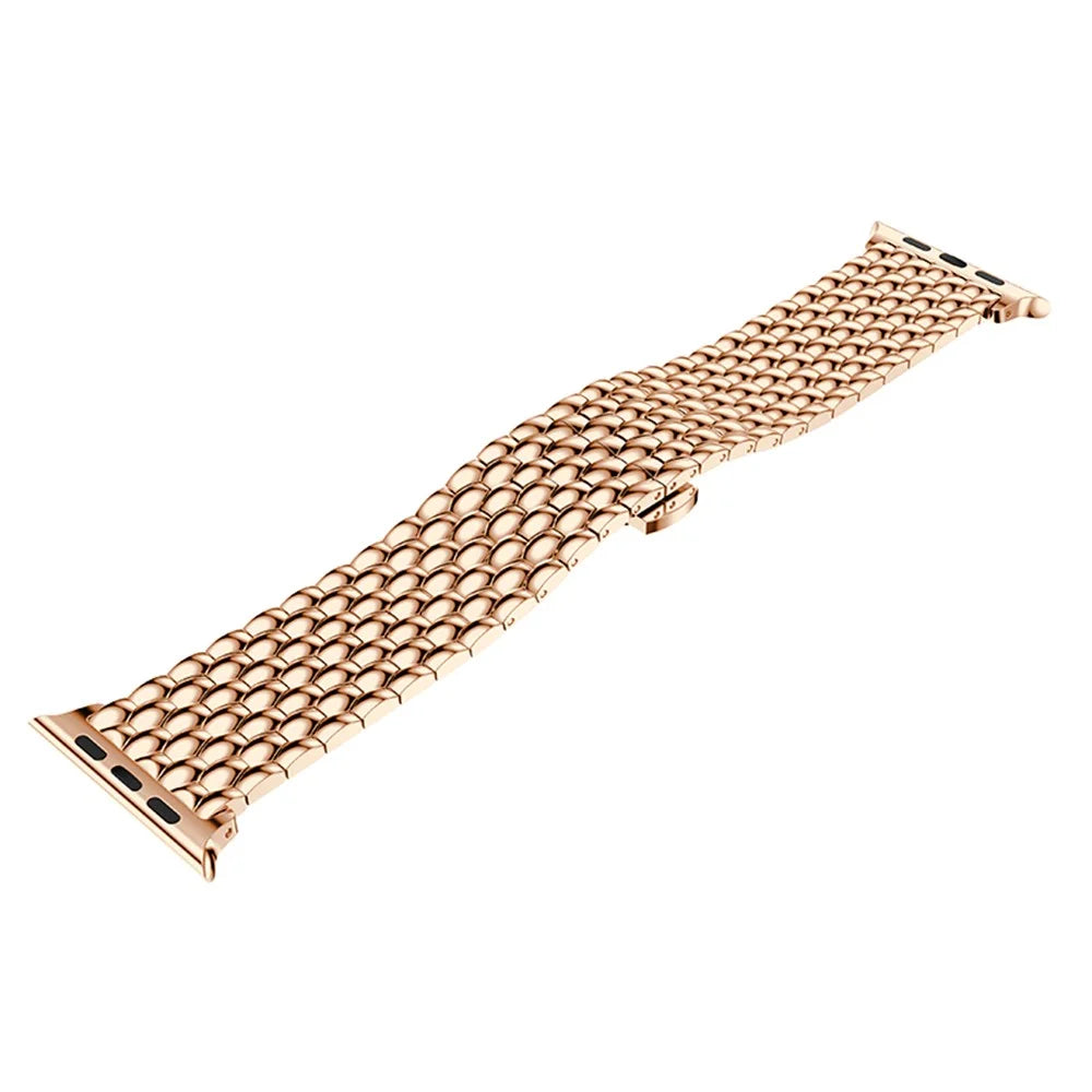 For Apple Watch Series 11 10 42mm / 9 8 7 41mm / SE3 SE2 SE 6 5 4 40mm / 3 2 1 38mm 316L Stainless Steel Smart Watch Band Strap with Butterfly Buckle - Rose Gold Color - 3