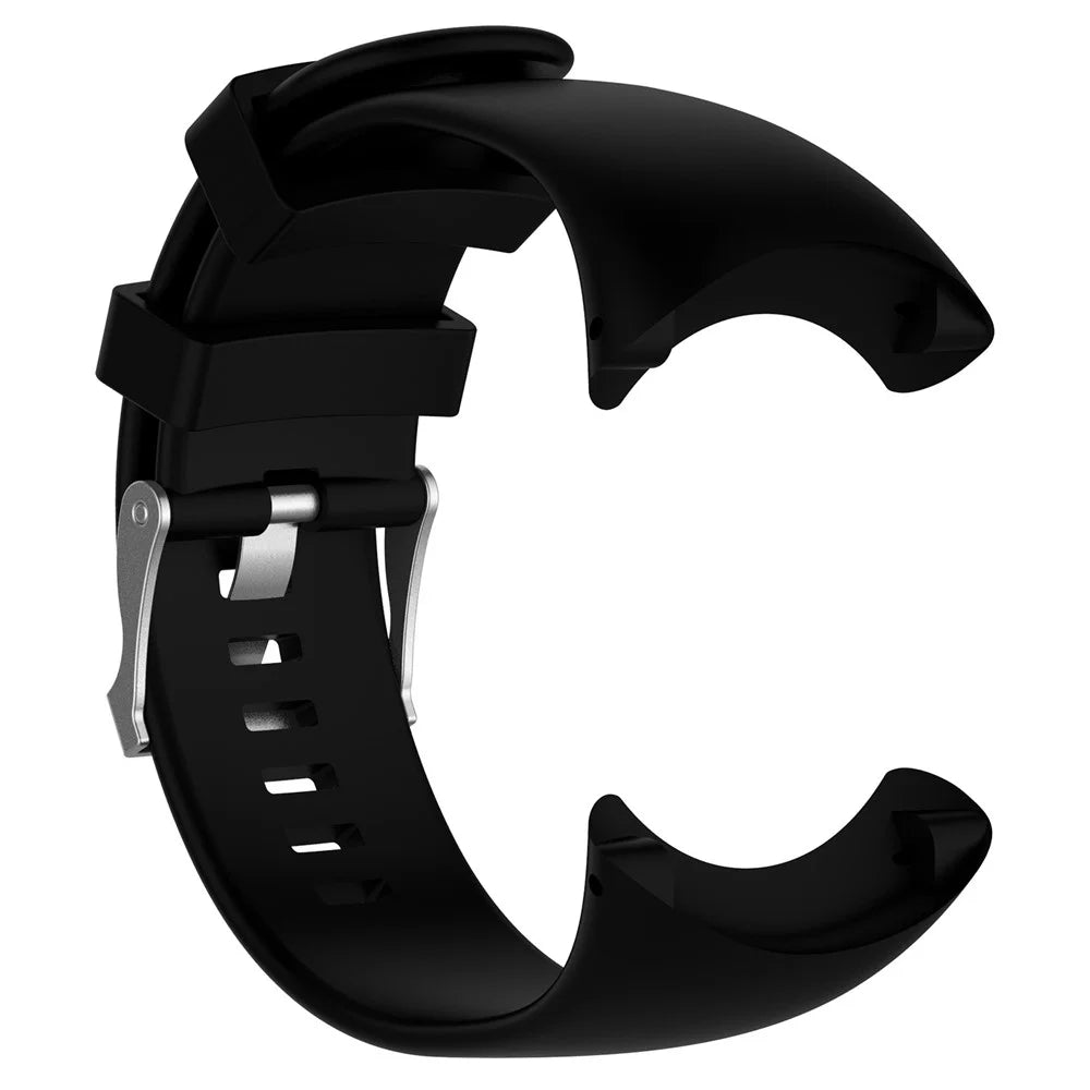 Flexible Silicone Watch Strap with Spring Bars and Screws for Suunto Core All Black - Black - 1