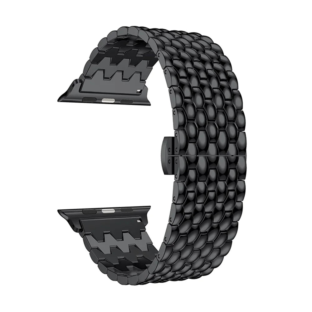 For Apple Watch Ultra 3 2 1 49mm / Series 11 10 46mm / 9 8 7 45mm / SE3 SE2 SE 6 5 4 44mm / 3 2 1 42mm Stainless Steel Watchband Wrist Strap Replacement with Butterfly Buckle - Black - 1