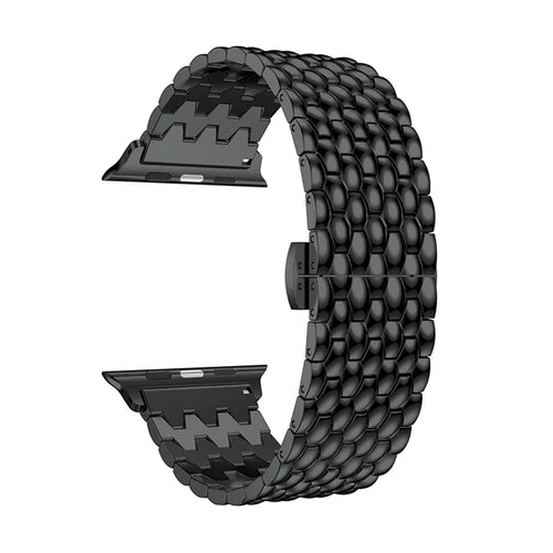 For Apple Watch Ultra 3 2 1 49mm / Series 11 10 46mm / 9 8 7 45mm / SE3 SE2 SE 6 5 4 44mm / 3 2 1 42mm Stainless Steel Watchband Wrist Strap Replacement with Butterfly Buckle - Black - 1