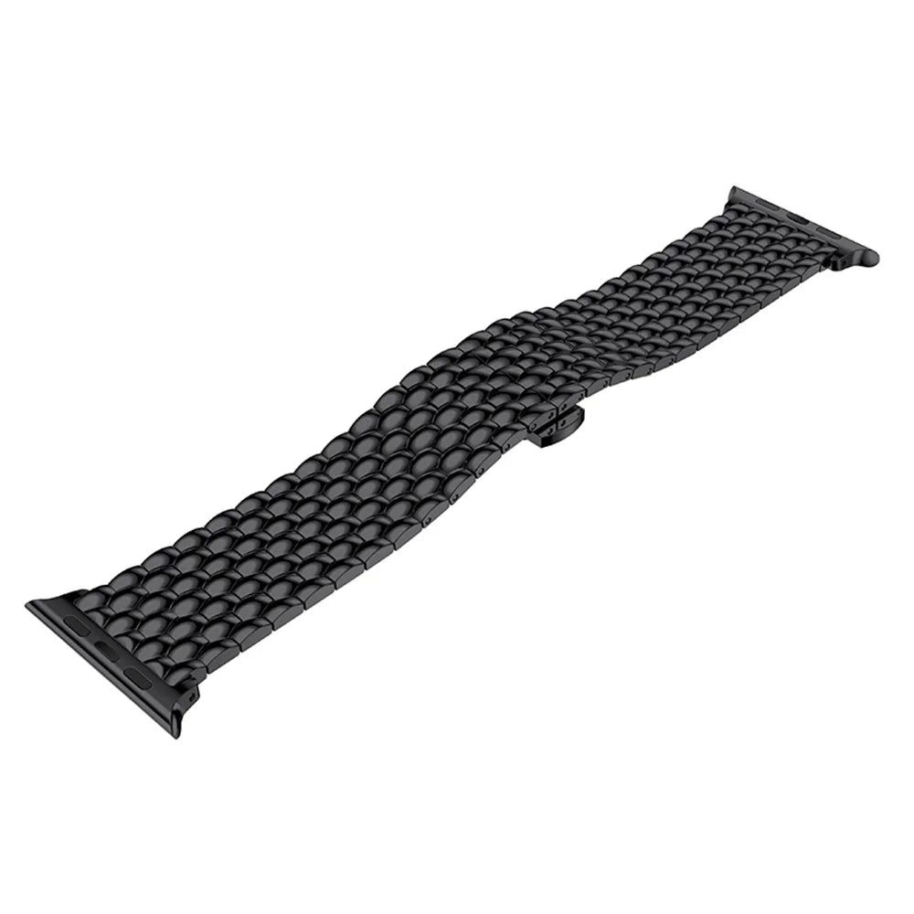 For Apple Watch Ultra 3 2 1 49mm / Series 11 10 46mm / 9 8 7 45mm / SE3 SE2 SE 6 5 4 44mm / 3 2 1 42mm Stainless Steel Watchband Wrist Strap Replacement with Butterfly Buckle - Black - 3