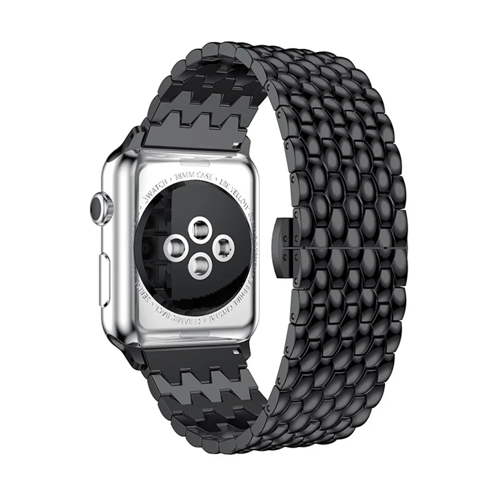 For Apple Watch Ultra 3 2 1 49mm / Series 11 10 46mm / 9 8 7 45mm / SE3 SE2 SE 6 5 4 44mm / 3 2 1 42mm Stainless Steel Watchband Wrist Strap Replacement with Butterfly Buckle - Black - 4