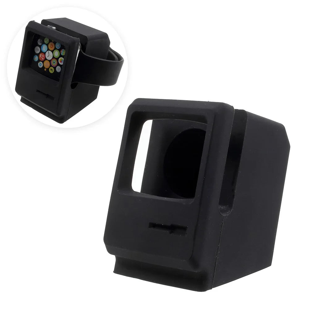 Silicone Desktop Mount Charging Stand for Apple Watch - Black - 1