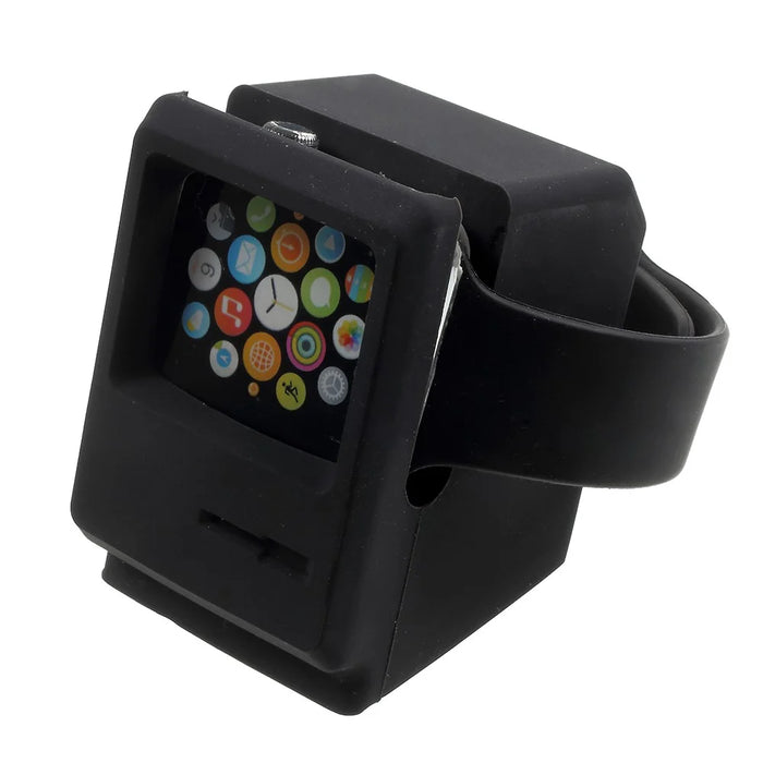 Silicone Desktop Mount Charging Stand for Apple Watch - Black - 4