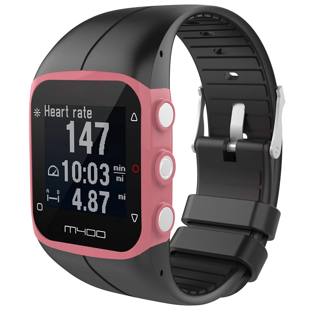 For Polar M400/M430/M200 Flexible Silicone Watch Strap Adjustable Wrist Band Replacement - Black - 3