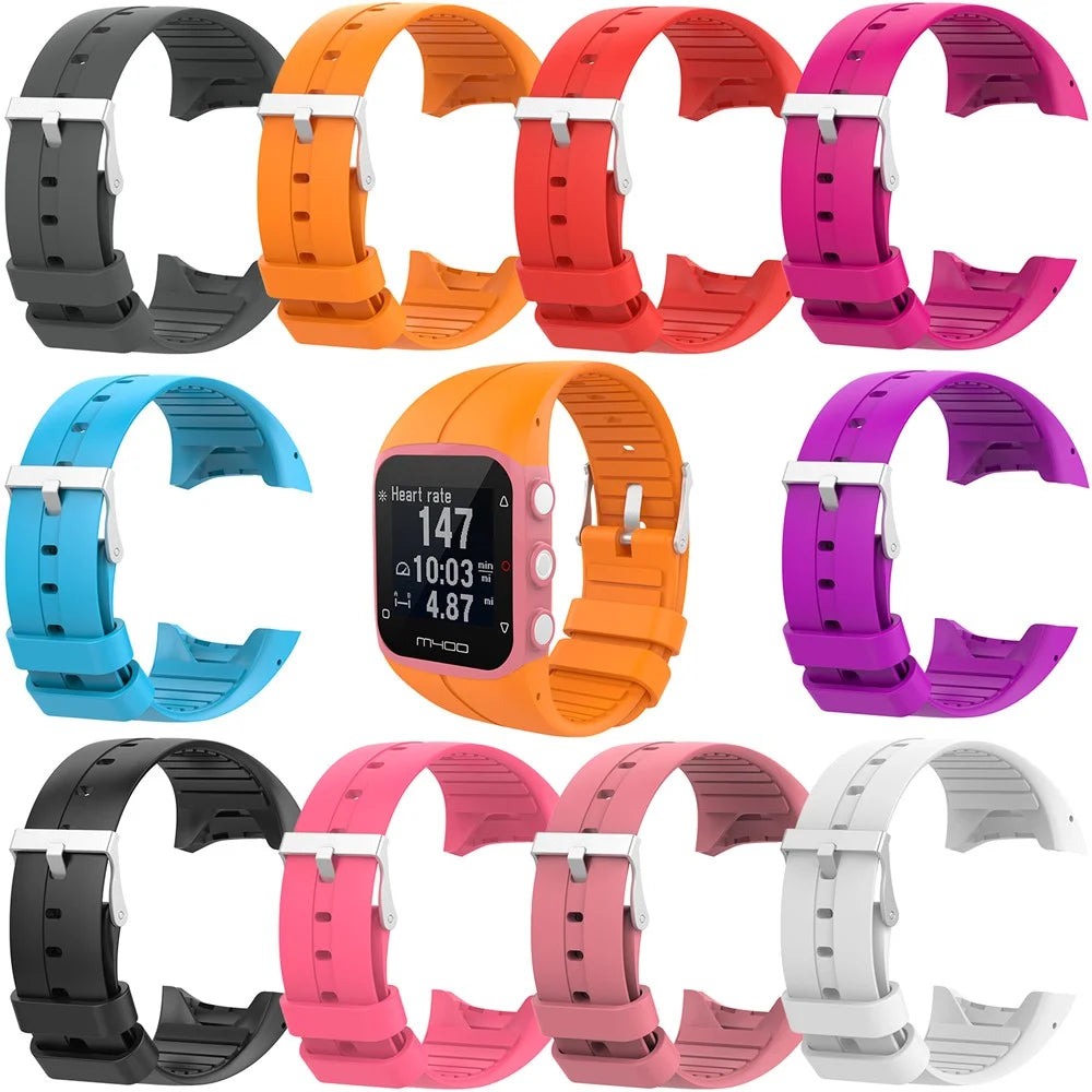 For Polar M400/M430/M200 Flexible Silicone Watch Strap Adjustable Wrist Band Replacement - Black - 4
